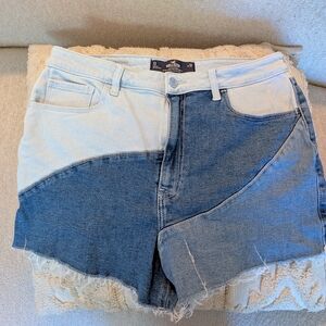 Hollister Ultra High Rise Mom 3" Denim Patchwork Shorts